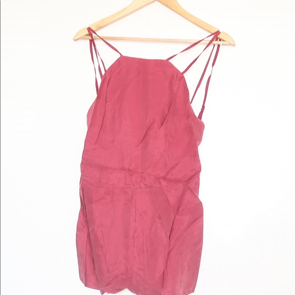 Red sangria open back romper - Picture 2 of 4